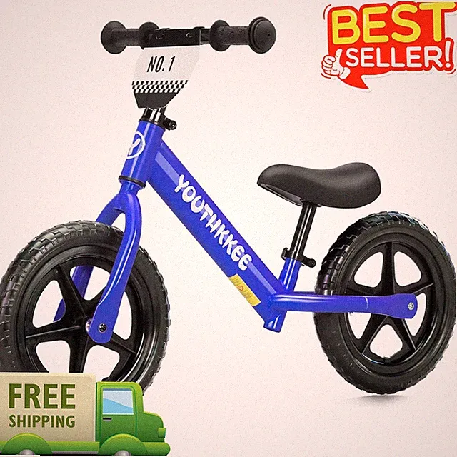 12" Toddler Balance Bike No Pedal Adjustable Seat for 1-3 Year Boys Girls