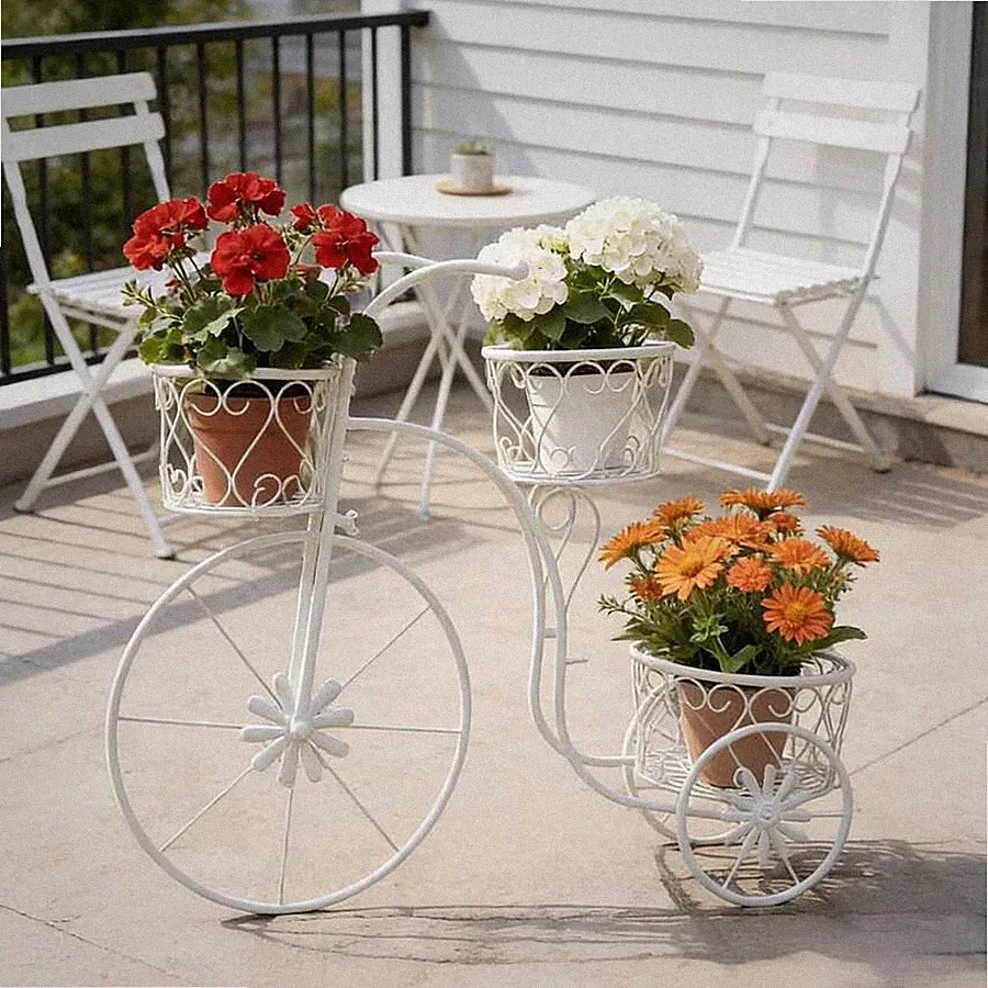 1pc European-Style Wrought Iron Bicycle Hanging Basket Flower Rack Multi-Tier