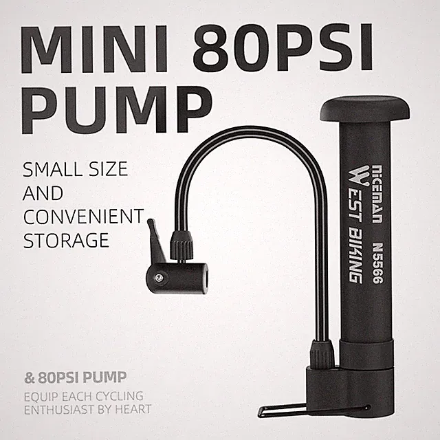 80 PSI Bicycle Pump Manual Tire Inflator Schrader Valve Floor Pump Black Gift