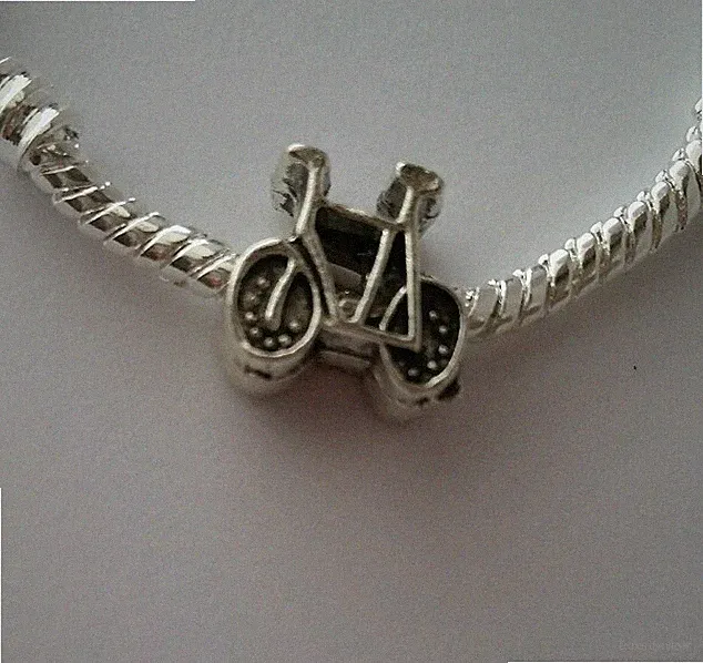 Bicycle Bike Sport Silver Plated Charm Bead Spacer European Style Bracelets