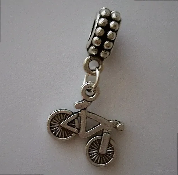 Bicycle Bike Sport Silver Plated Dangle Charm Bead For European Style Bracelets