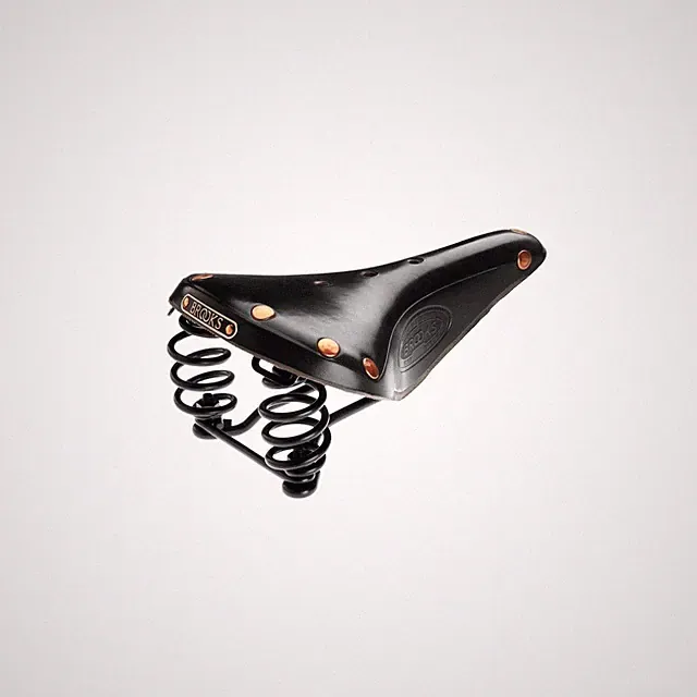 Brooks England Flyer, Touring Leather Bike Saddle with Suspension Springs Black