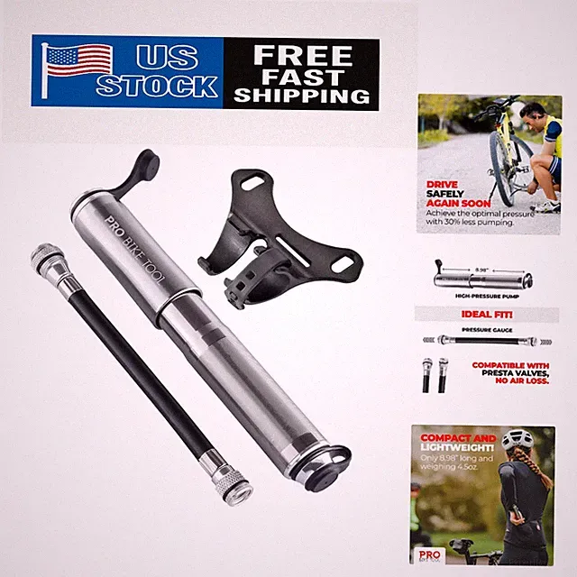 Lightweight Bicycle Tire Pump with Built-in Gauge - Presta & Schrader Compatible