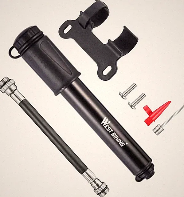 Mini Bike Pump Portable 80 PSI Bicycle Tire Pump Fits Presta and Schrader Val...