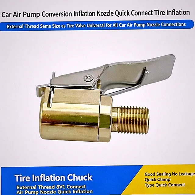 Multi-Fit Tire Valve Inflator Chuck Brass Adapter for Car Bike Motorcycle