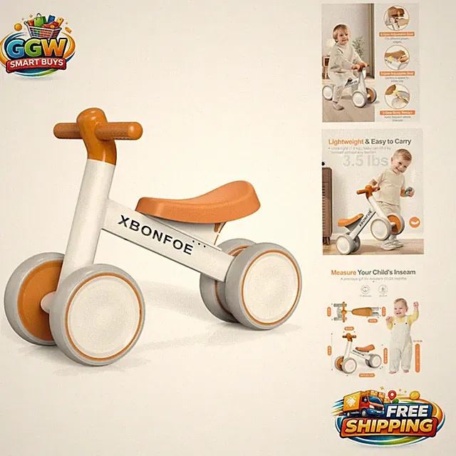 Safe and Lightweight Baby Balance Bike with Adjustable Seat, Ideal for 1