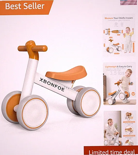 Toddler Balance Bike with Adjustable Soft Seat - Perfect 1st Birthday Gift