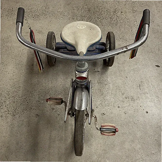 Troxel Tricycle Vintage Blue Frame White Seat Chrome Handlebars & Fenders Used