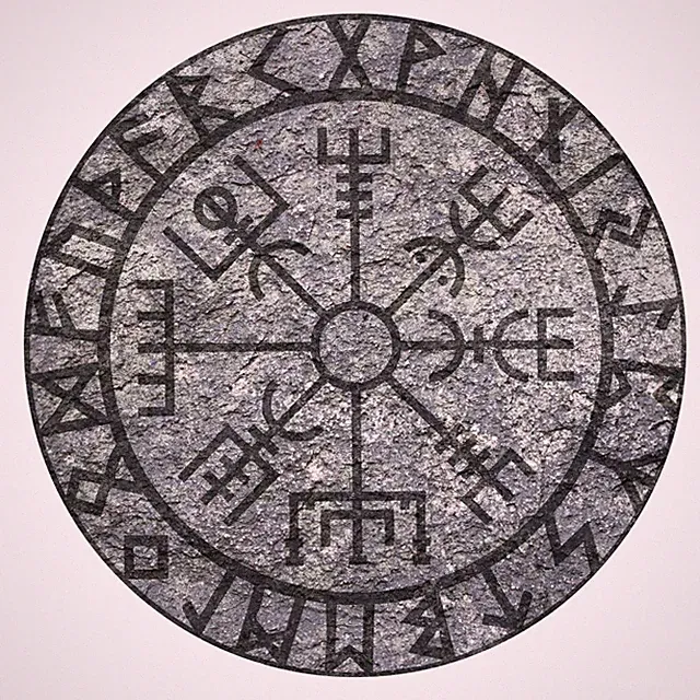 VEGVISIR NORSE VIKING COMPASS DECAL STICKER VINYL Stone Style Version