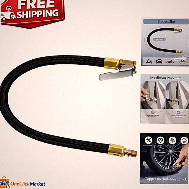 Versatile 12'' Tire Inflator Hose with Brass Chuck for Motorcycles and Bicycles