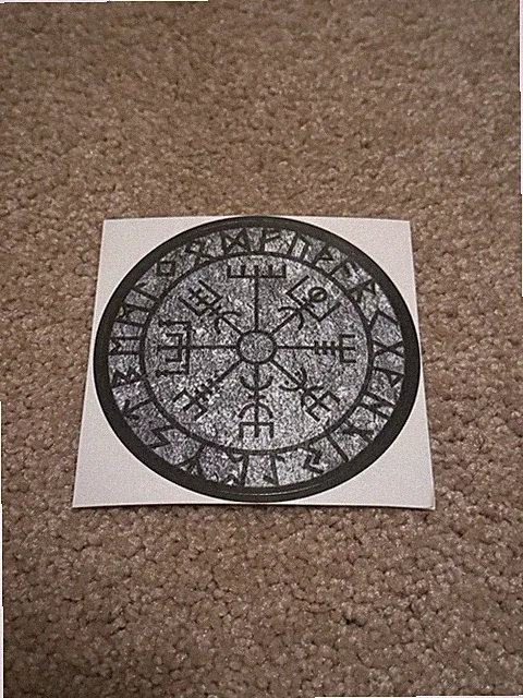 Viking Vegvisir Compass Norse Rune Decal Sticker 3.15” Black Symbol Protection