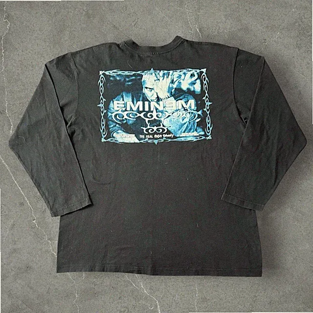 Vintage 1999 Eminem European Tour The Real Slim Shady Long Sleeve Tee Black XL