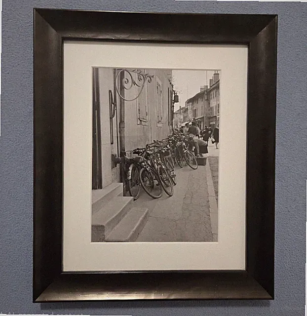 Vintage Bicycles French Street Framed Art Print Black & White European Wall Deco