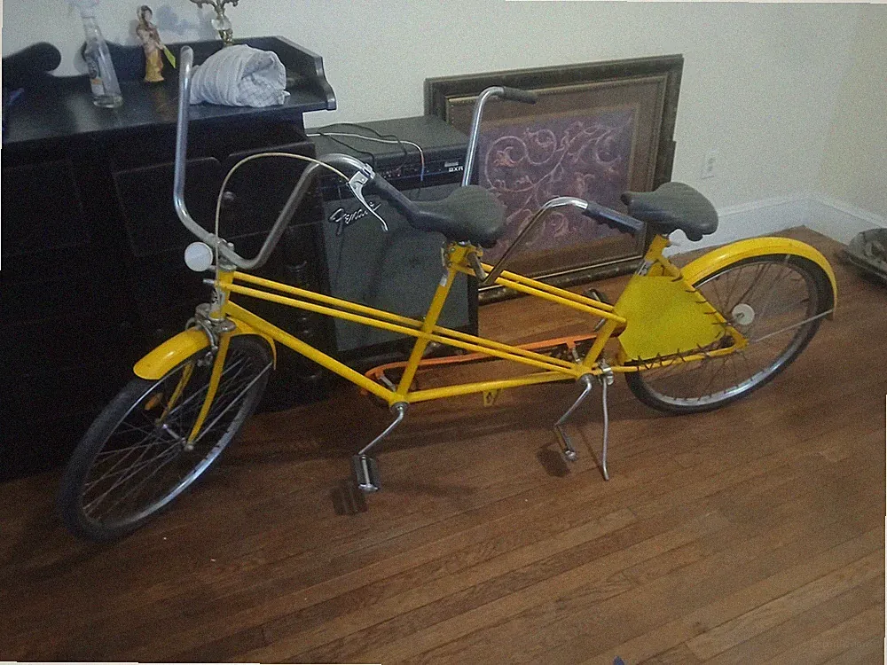 Yellow Tandem Bicycle Dual Seat Collectible Complete Bike
